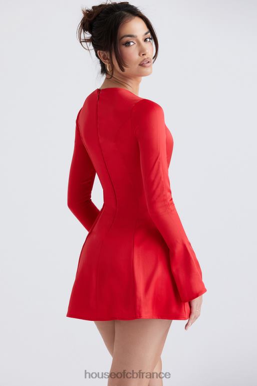 House of CB robe courte en satin rouge sacha N888H352 vêtements