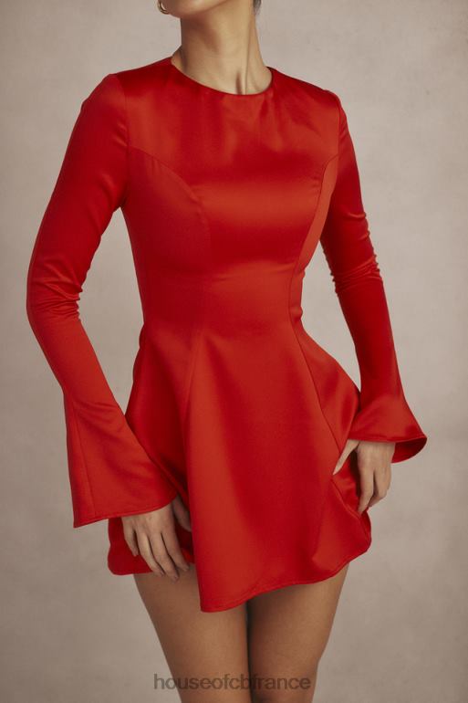 House of CB robe courte en satin rouge sacha N888H352 vêtements