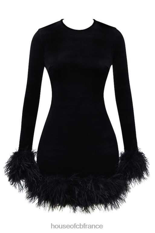 House of CB robe courte en velours noir lavinia N888H350 vêtements