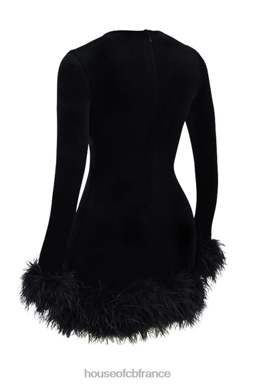 House of CB robe courte en velours noir lavinia N888H350 vêtements