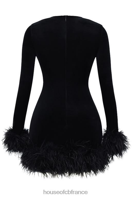 House of CB robe courte en velours noir lavinia N888H350 vêtements