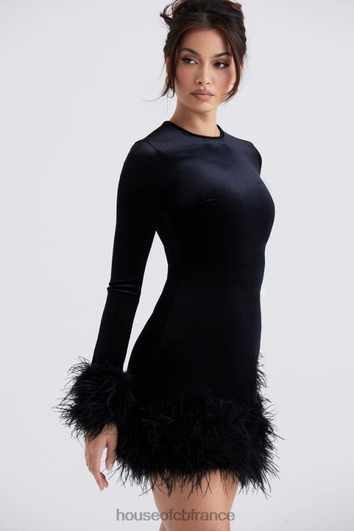 House of CB robe courte en velours noir lavinia N888H350 vêtements