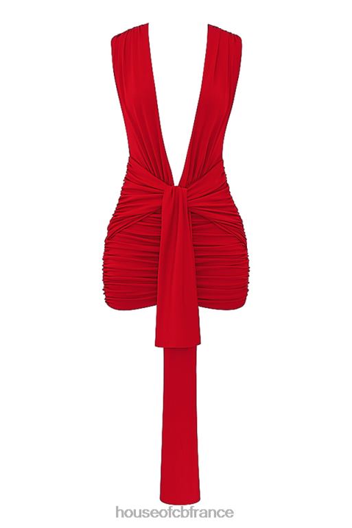 House of CB robe courte froncée cerise aliza N888H236 vêtements