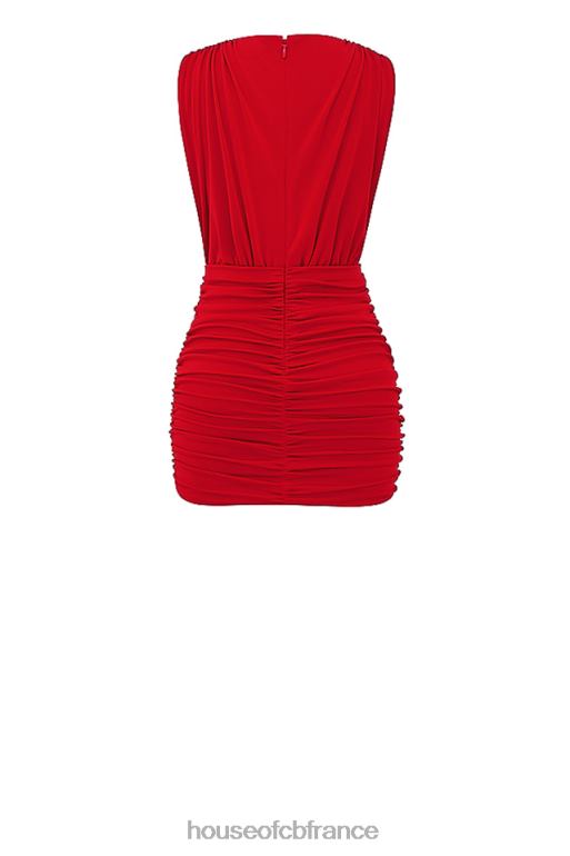 House of CB robe courte froncée cerise aliza N888H236 vêtements