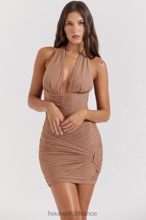 House of CB robe courte froncée noisette laetitia N888H190 vêtements