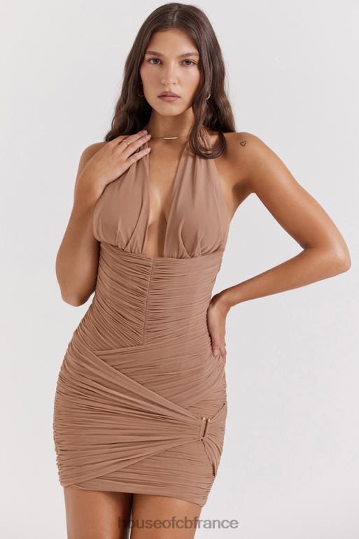 House of CB robe courte froncée noisette laetitia N888H190 vêtements