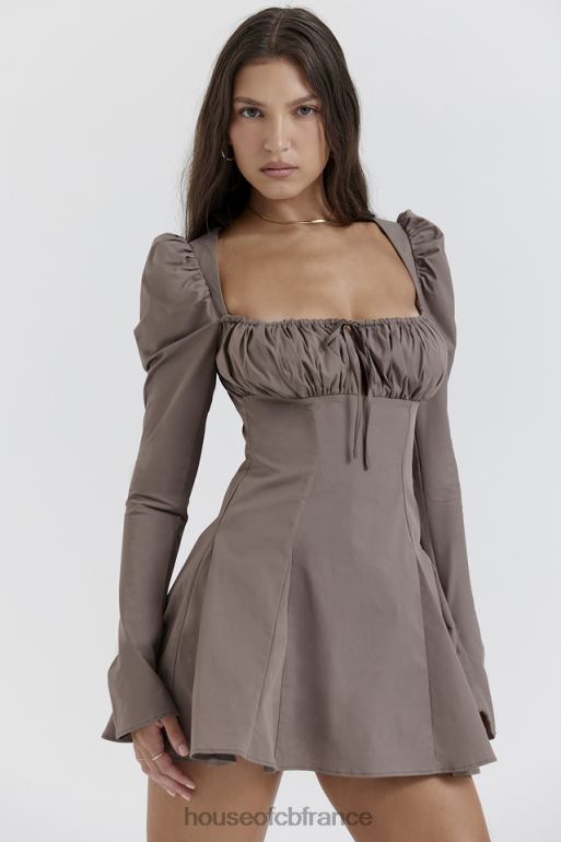 House of CB robe courte à manches longues carlina moka N888H207 vêtements