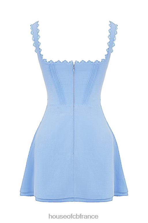 House of CB robe courte à nervures bleues Tilly N888H215 vêtements