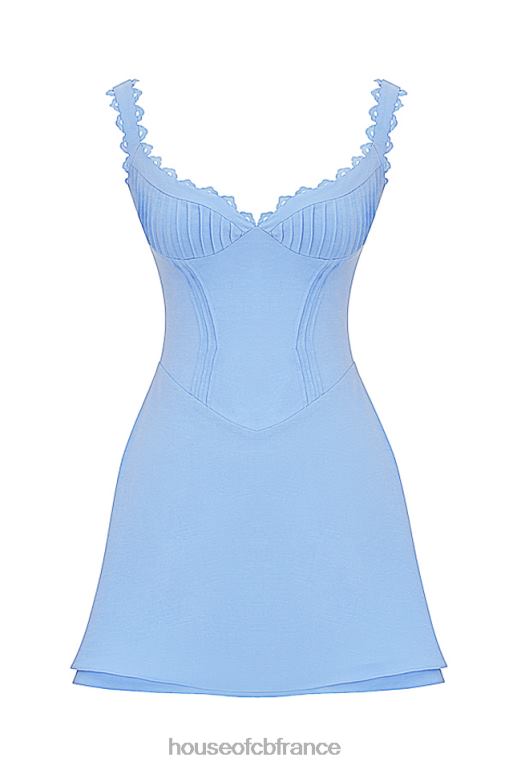 House of CB robe courte à nervures bleues Tilly N888H215 vêtements
