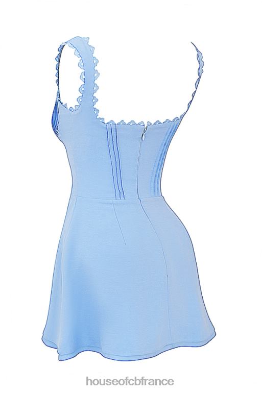House of CB robe courte à nervures bleues Tilly N888H215 vêtements