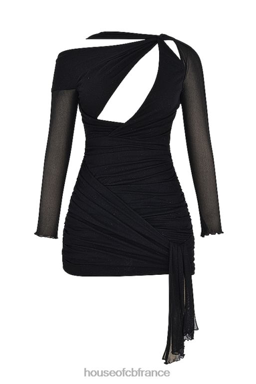 House of CB robe courte noire à découpes et paillettes santa N888H343 vêtements