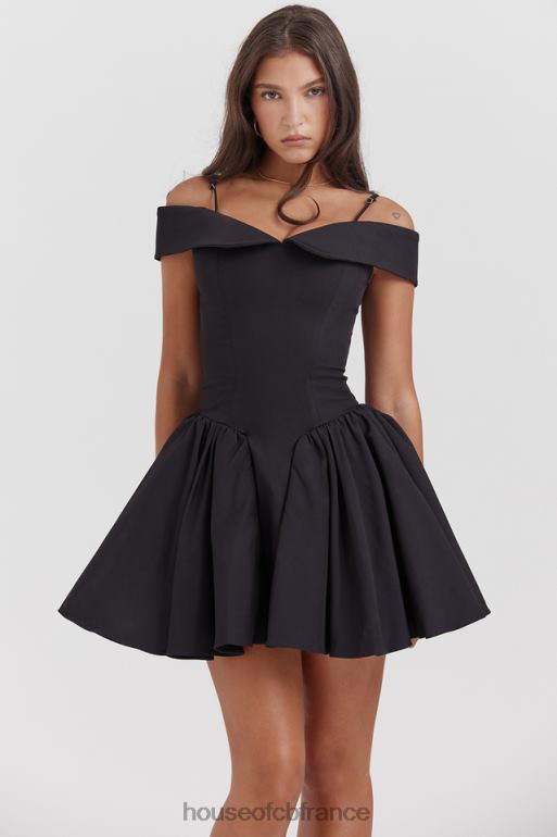 House of CB robe courte noire à épaules dénudées elida N888H139 vêtements