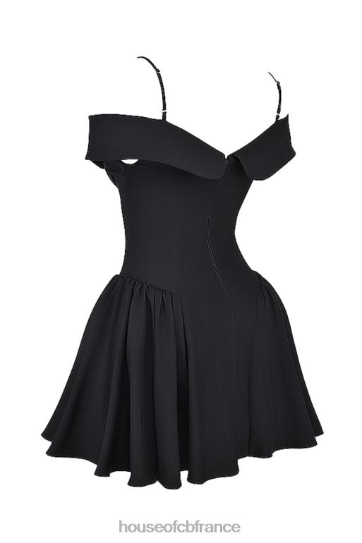 House of CB robe courte noire à épaules dénudées elida N888H139 vêtements