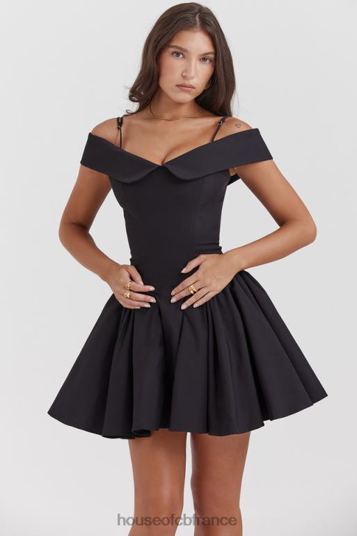 House of CB robe courte noire à épaules dénudées elida N888H139 vêtements