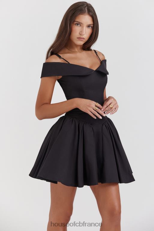 House of CB robe courte noire à épaules dénudées elida N888H139 vêtements