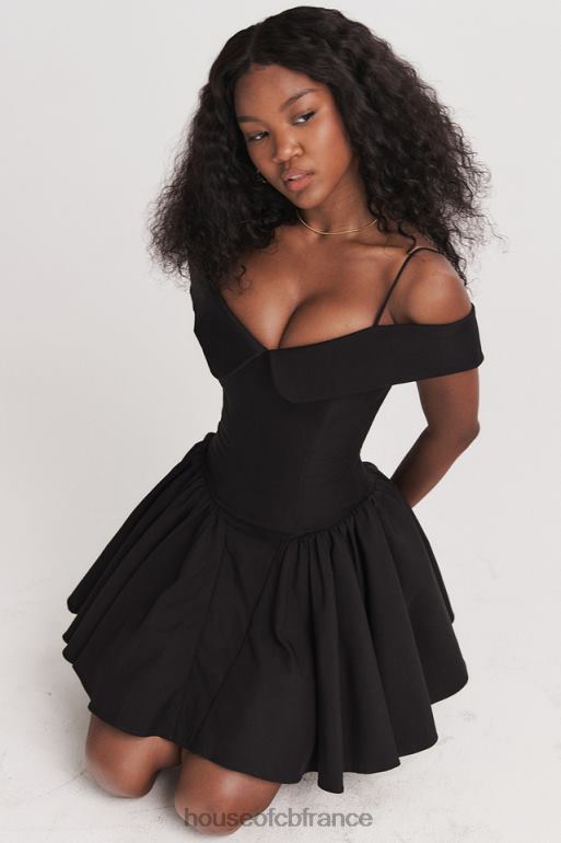 House of CB robe courte noire à épaules dénudées elida N888H139 vêtements