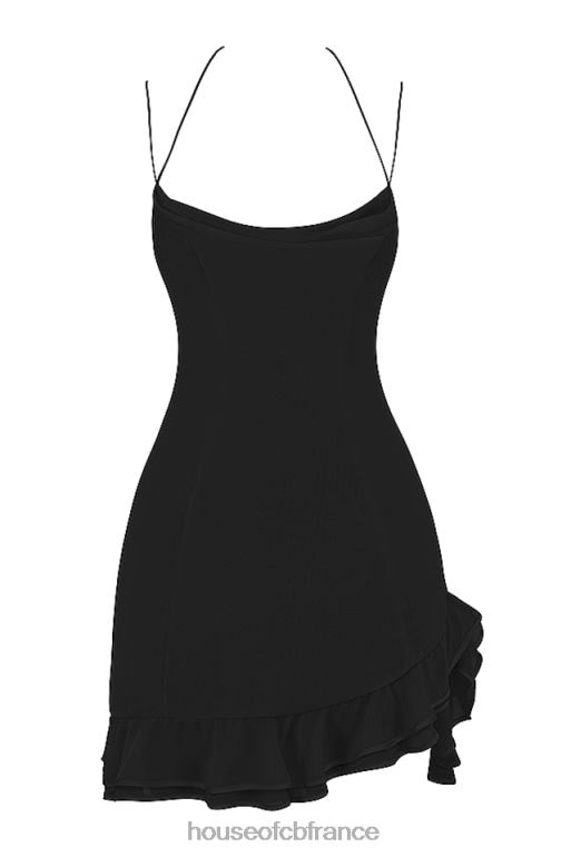 House of CB robe courte noire à volants Rossella N888H419 vêtements