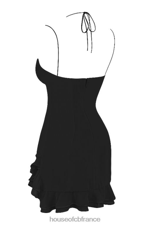 House of CB robe courte noire à volants Rossella N888H419 vêtements