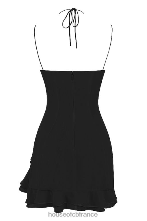House of CB robe courte noire à volants Rossella N888H419 vêtements