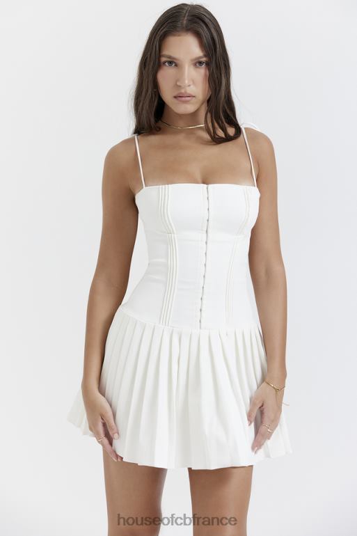 House of CB robe courte plissée blanche Marcy N888H206 vêtements