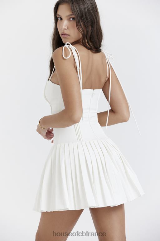 House of CB robe courte plissée blanche Marcy N888H206 vêtements