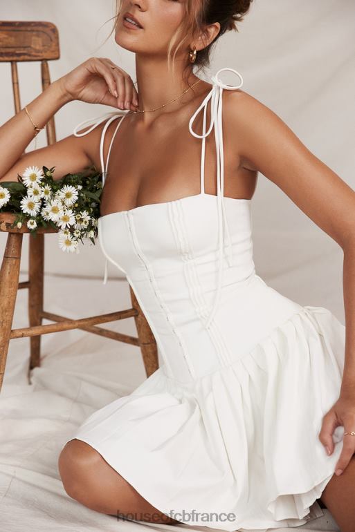 House of CB robe courte plissée blanche Marcy N888H206 vêtements