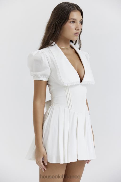 House of CB robe courte plissée blanche Piera N888H218 vêtements
