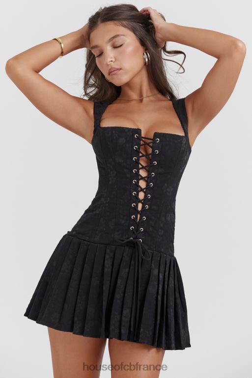 House of CB robe courte plissée noire Talia N888H142 vêtements