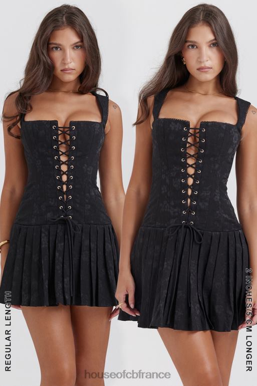 House of CB robe courte plissée noire Talia N888H142 vêtements