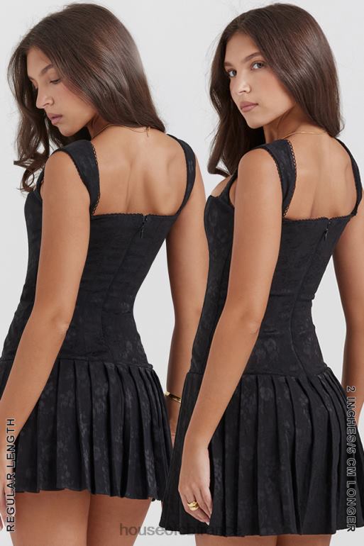 House of CB robe courte plissée noire Talia N888H142 vêtements