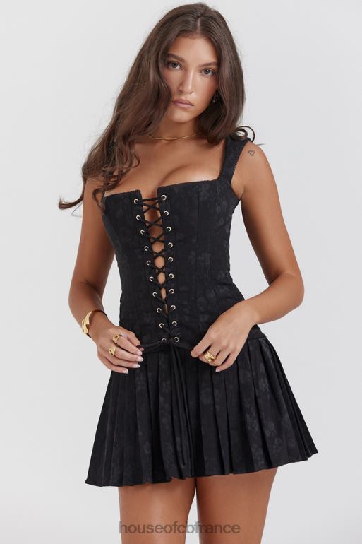 House of CB robe courte plissée noire Talia N888H142 vêtements