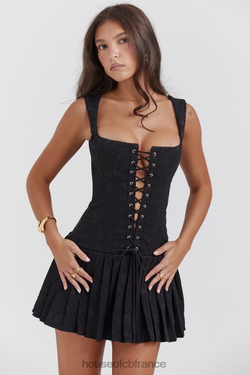 House of CB robe courte plissée noire Talia N888H142 vêtements