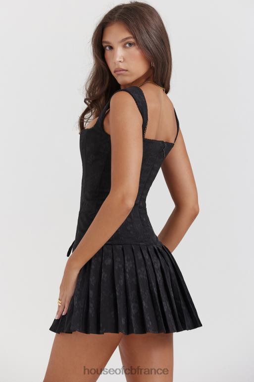 House of CB robe courte plissée noire Talia N888H142 vêtements