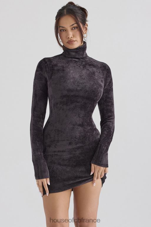 House of CB robe courte taya en chenille anthracite N888H314 vêtements