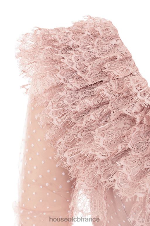 House of CB robe courte à volants en dentelle blush oseille N888H632 vêtements