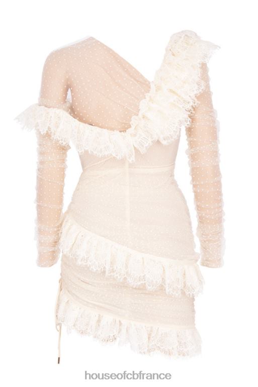 House of CB robe courte à volants en dentelle ivoire oseille N888H620 vêtements
