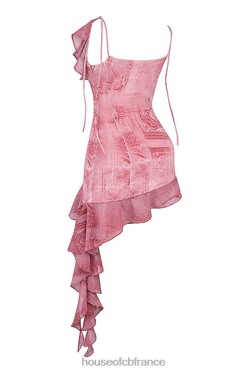 House of CB robe courte à volants imprimé rose lyrah N888H140 vêtements