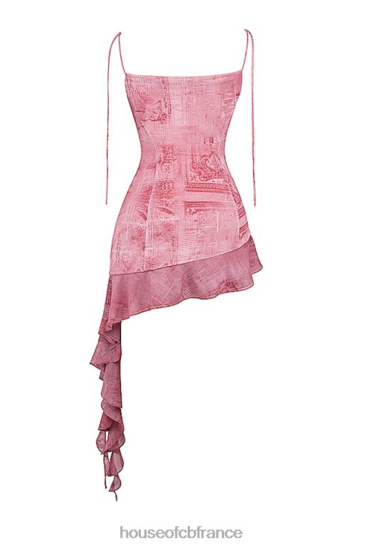 House of CB robe courte à volants imprimé rose lyrah N888H140 vêtements