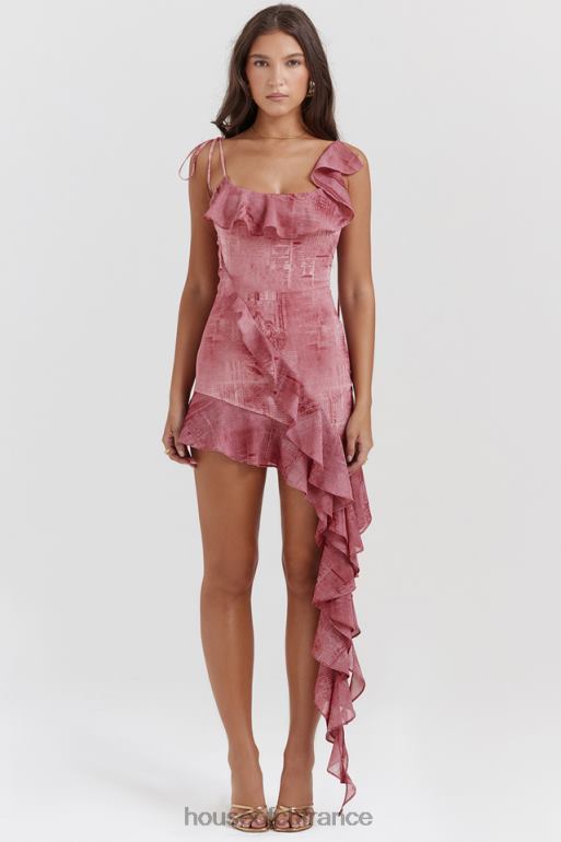 House of CB robe courte à volants imprimé rose lyrah N888H140 vêtements