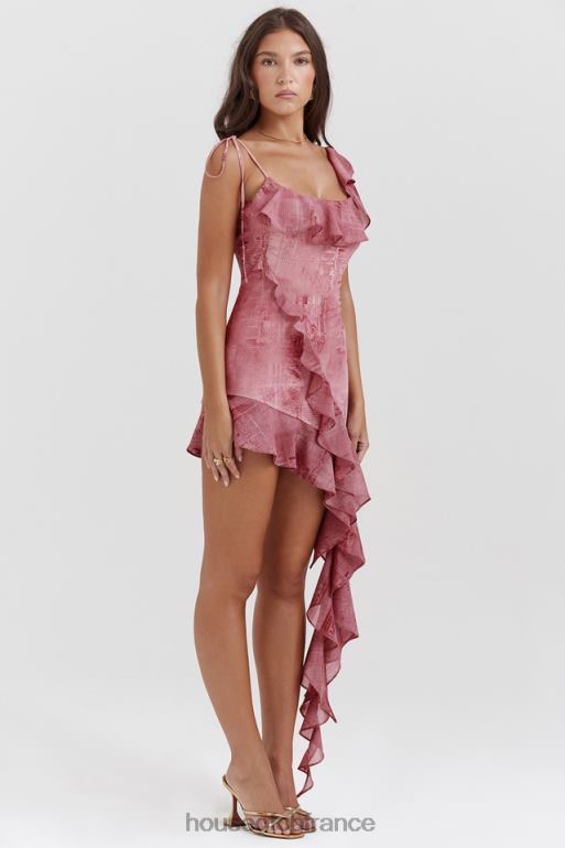 House of CB robe courte à volants imprimé rose lyrah N888H140 vêtements