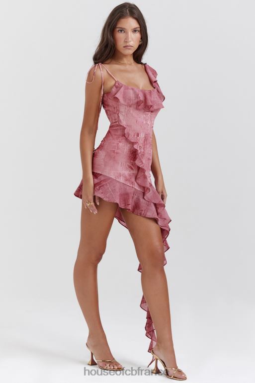 House of CB robe courte à volants imprimé rose lyrah N888H140 vêtements