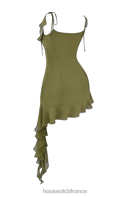 House of CB robe courte à volants olive Marcia N888H173 vêtements