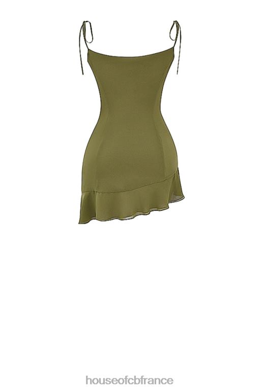 House of CB robe courte à volants olive Marcia N888H173 vêtements