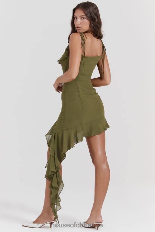 House of CB robe courte à volants olive Marcia N888H173 vêtements