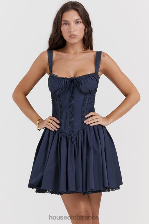 House of CB robe mini corset marine française pietra N888H157 vêtements