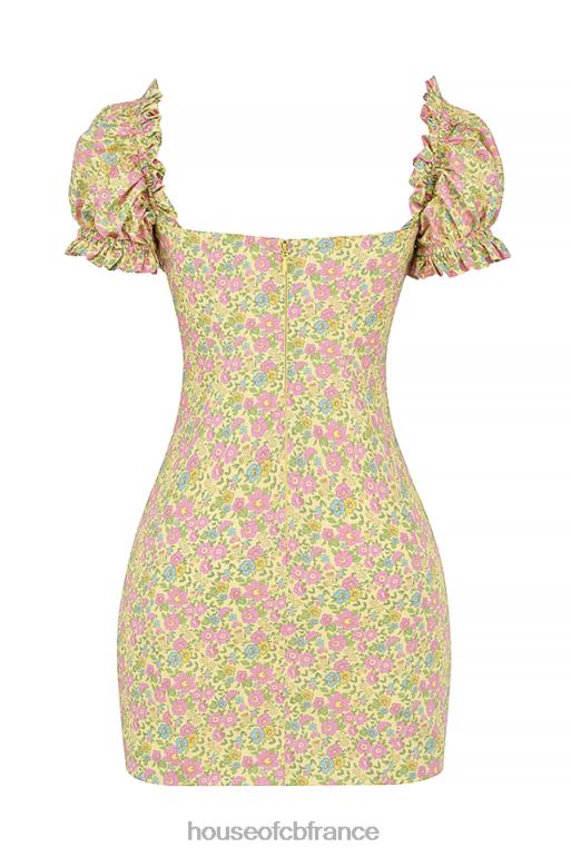 House of CB tanaya - robe courte vintage à fleurs et manches bouffantes N888H538 vêtements