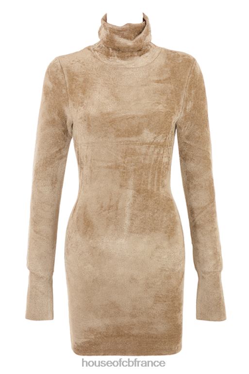 House of CB taya - robe courte en chenille fauve N888H316 vêtements