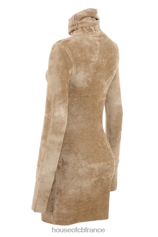 House of CB taya - robe courte en chenille fauve N888H316 vêtements