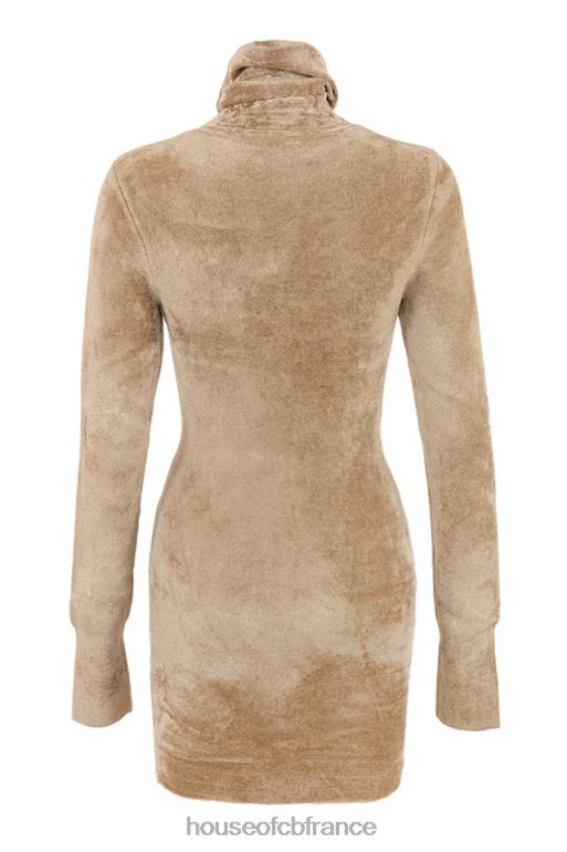 House of CB taya - robe courte en chenille fauve N888H316 vêtements