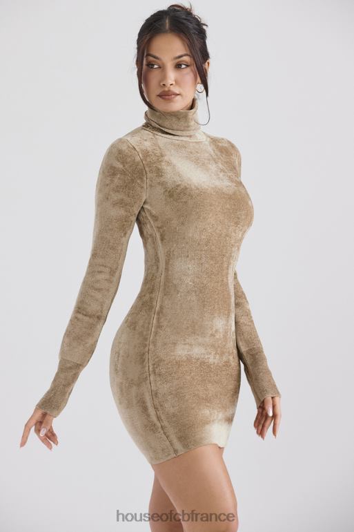House of CB taya - robe courte en chenille fauve N888H316 vêtements